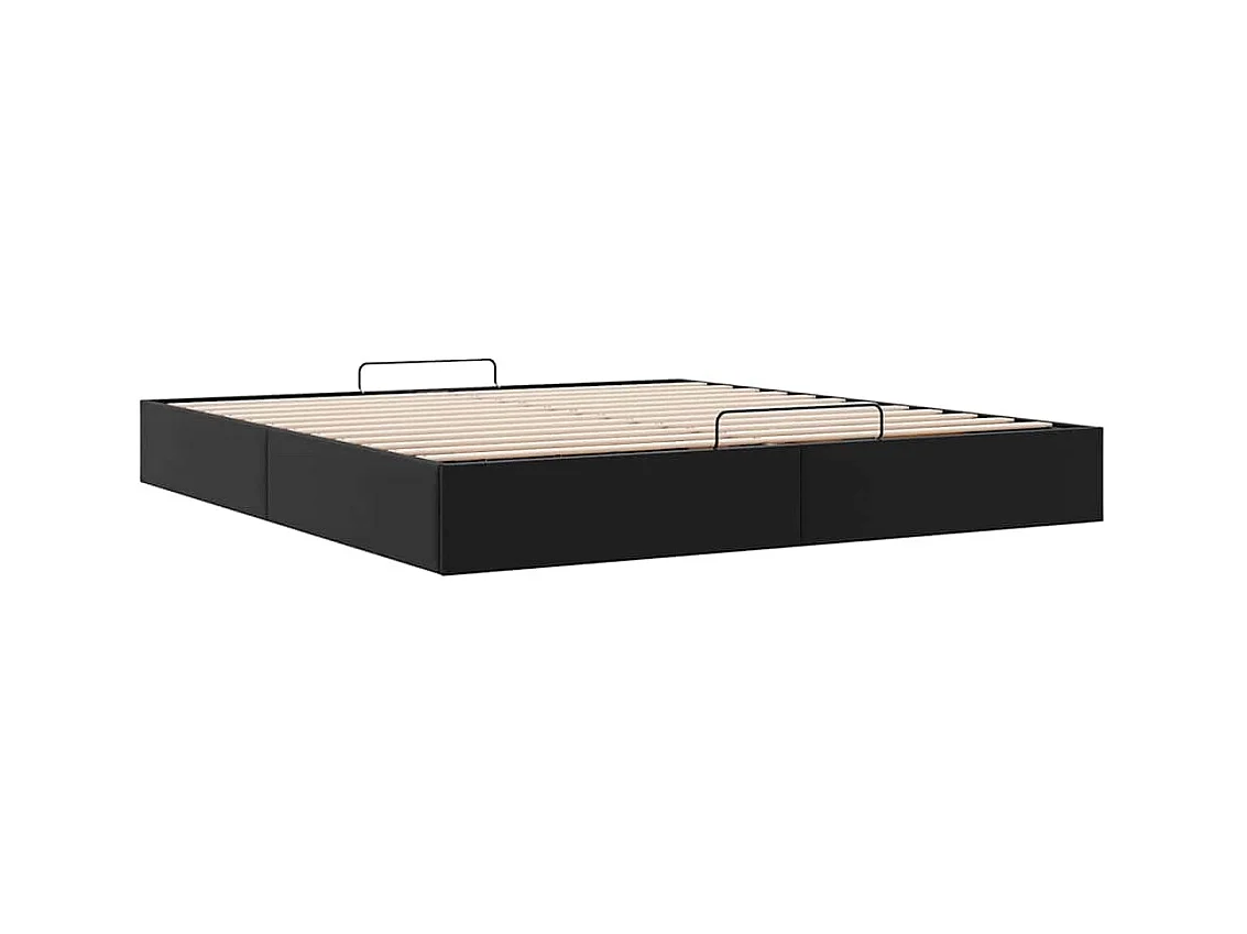 Cadre de lit ottoman sans matelas noir 200x200 cm similicuir