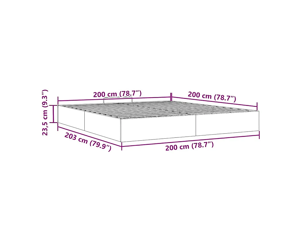 Cadre de lit ottoman sans matelas noir 200x200 cm similicuir