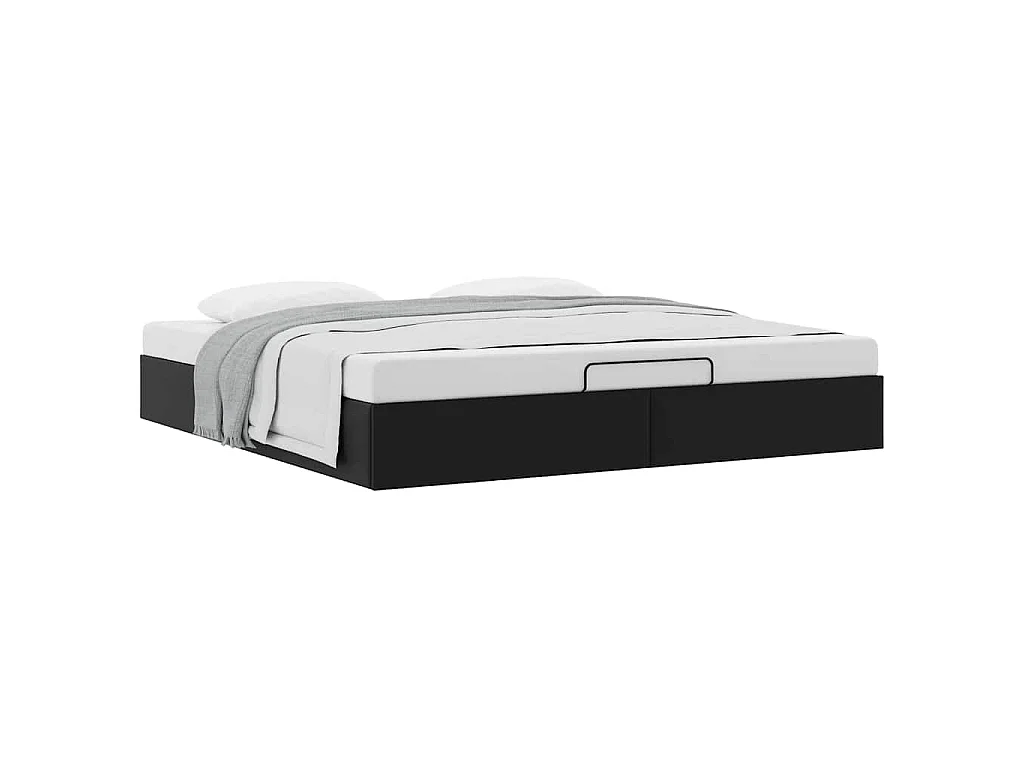 Cadre de lit ottoman sans matelas noir 200x200 cm similicuir