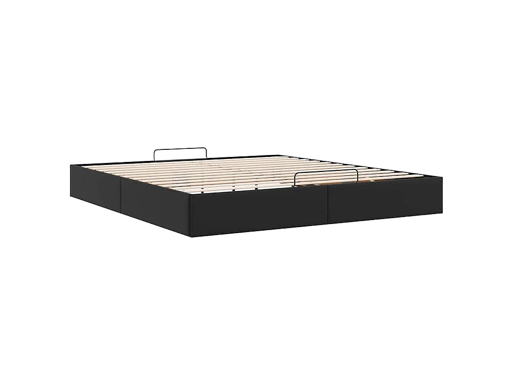 Cadre de lit ottoman sans matelas noir 200x200 cm similicuir