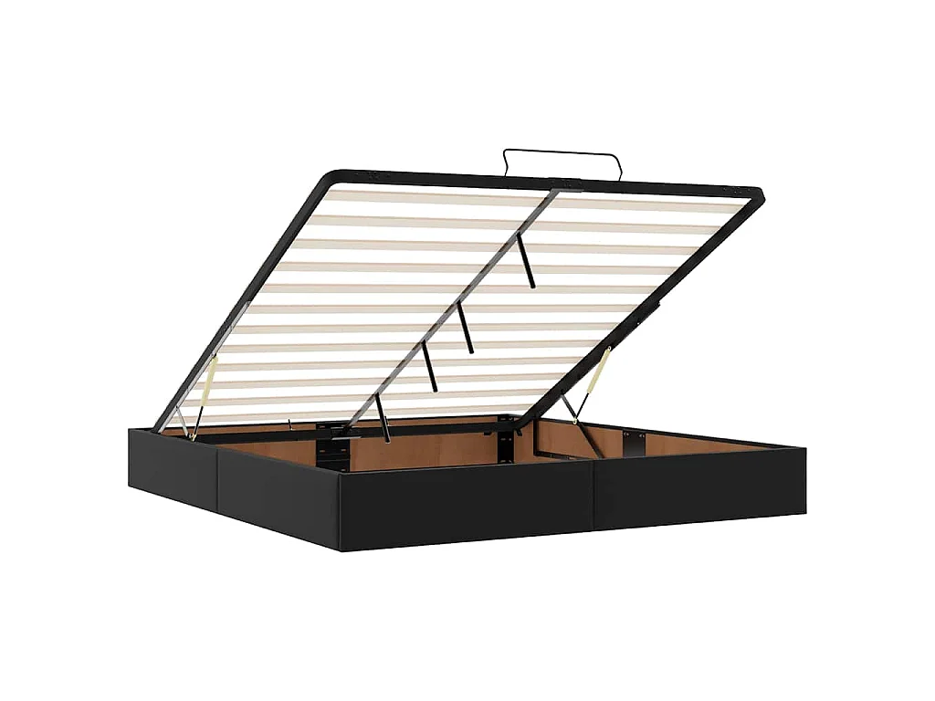 Cadre de lit ottoman sans matelas noir 200x200 cm similicuir