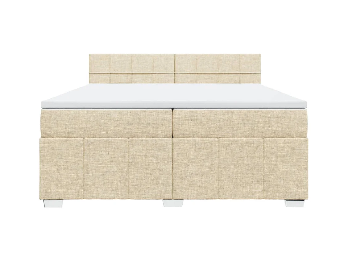 Sommier à lattes de lit avec matelas Crème 200x200 cm Tissu