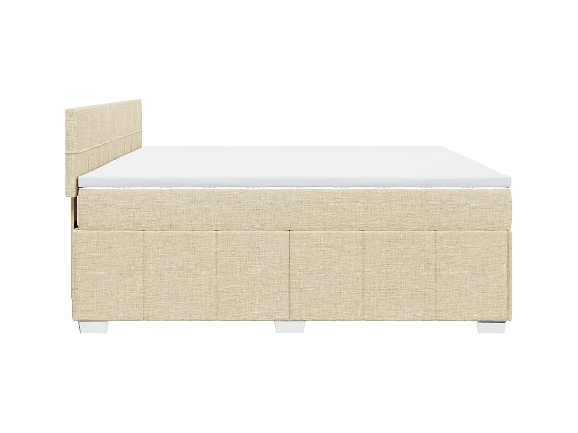 Sommier à lattes de lit avec matelas Crème 200x200 cm Tissu