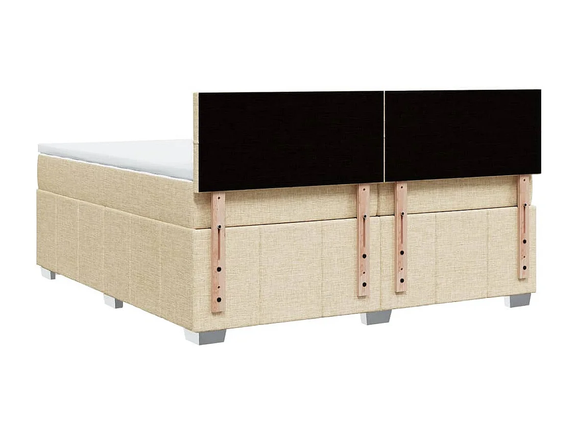 Cama box spring con colchón tela color crema 200x200 cm