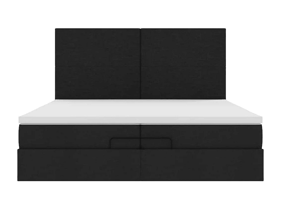 Cadre de lit ottoman avec matelas noir 200x200cm tissu