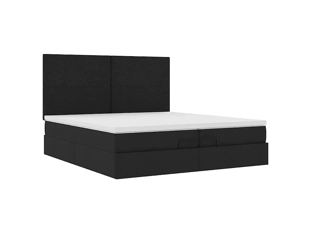 Estructura de cama otomana con colchones tela negra 200x200cm