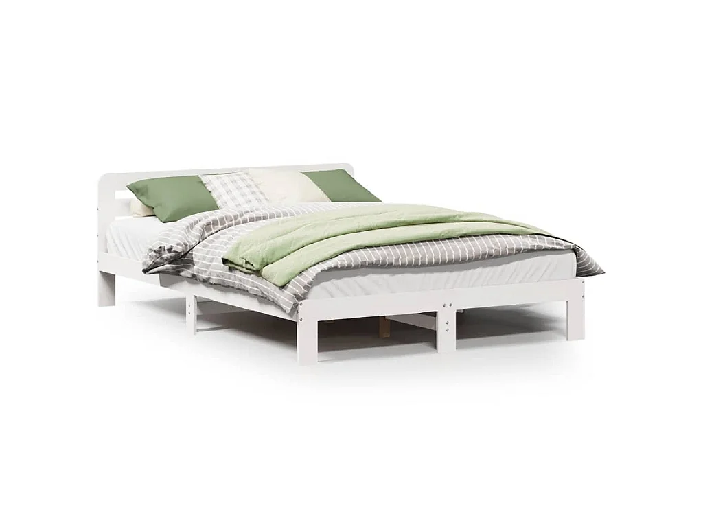 Estructura de cama sin colchón madera de pino blanca 150x200 cm