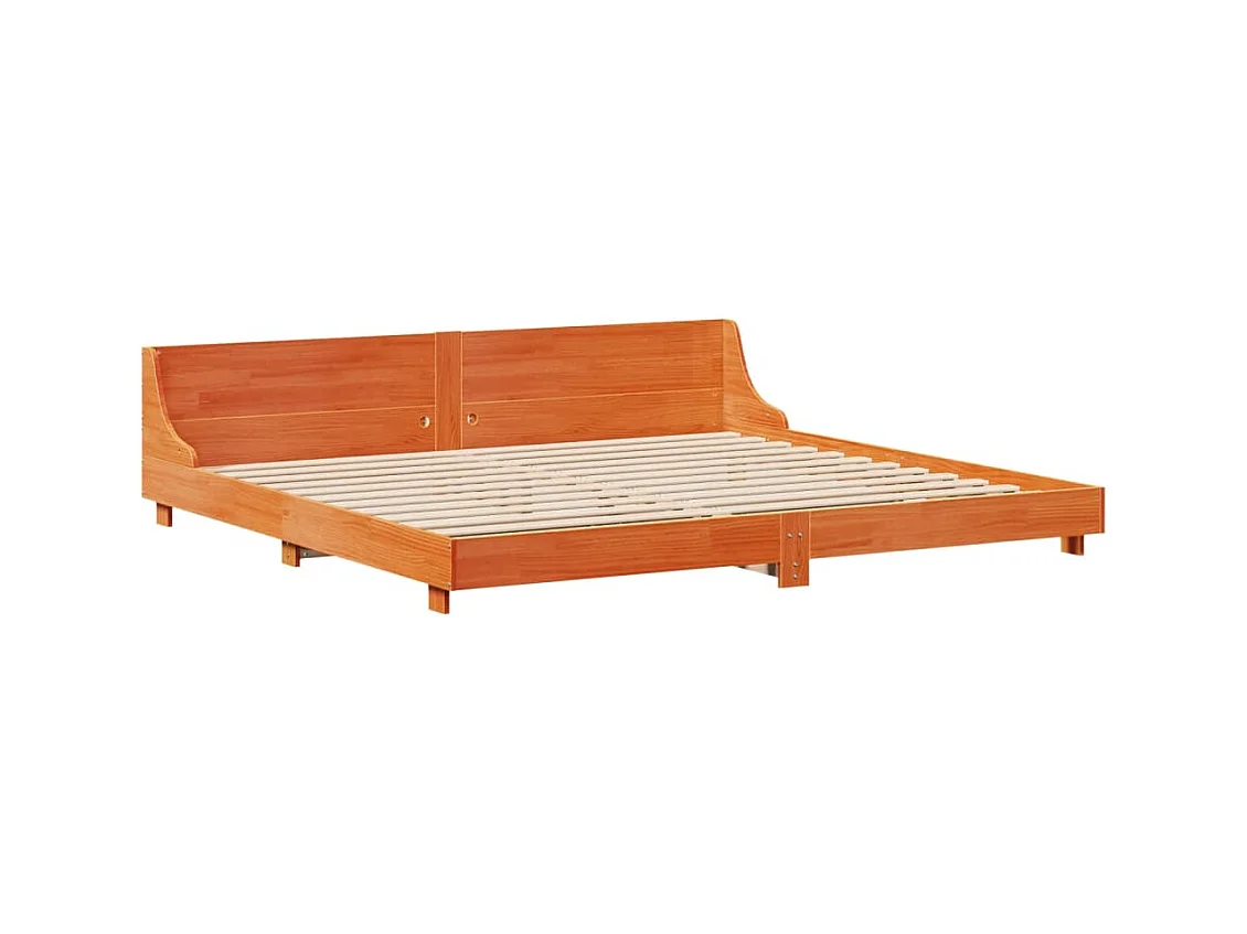 Cadre de lit sans matelas cire marron 200x200cm bois pin massif