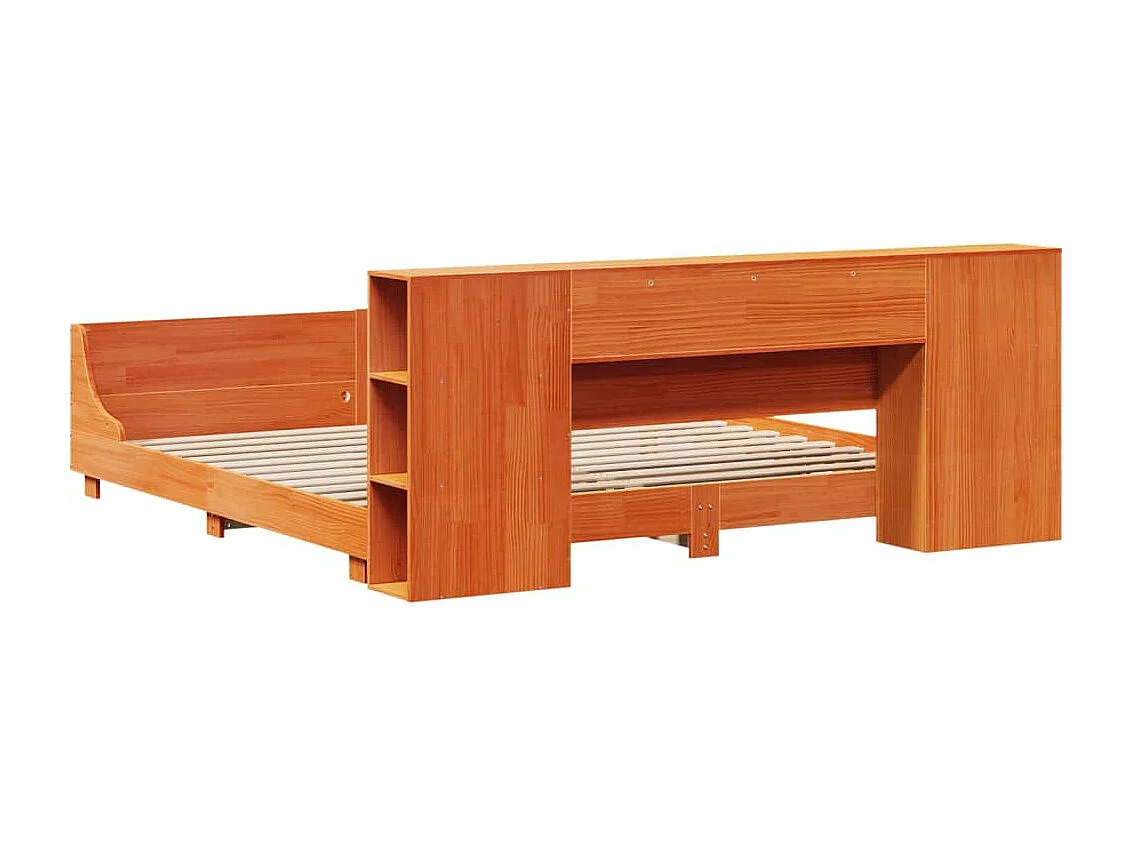 Cadre de lit sans matelas cire marron 200x200cm bois pin massif