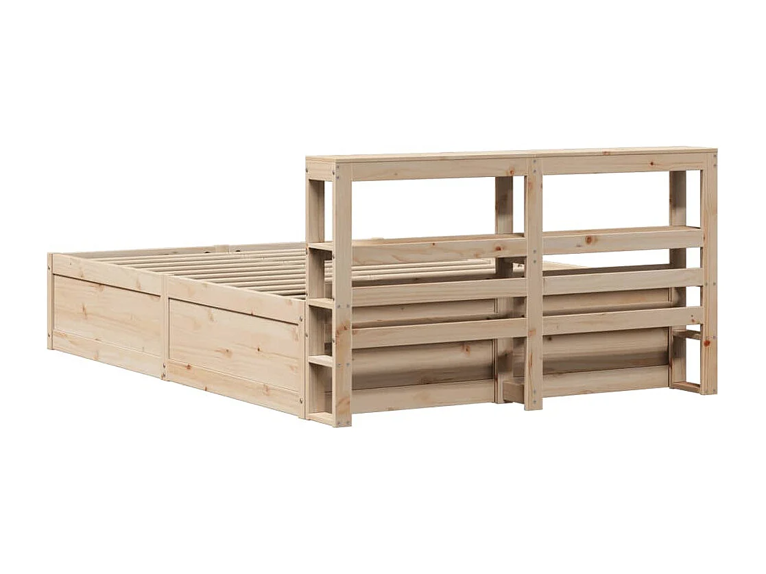 Estructura de cama con cabecero madera de pino blanco 150x200cm