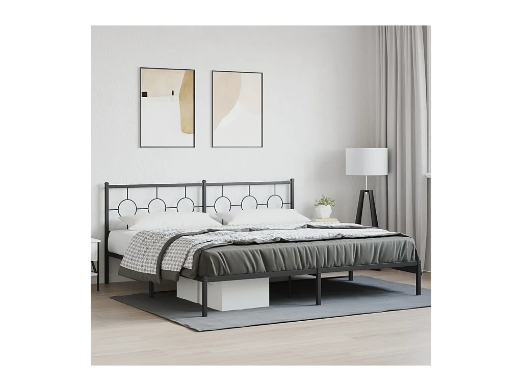Bettgestell mit Kopfteil Metall Schwarz 193x203 cm