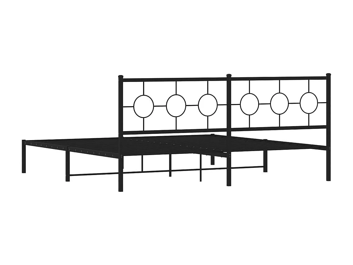 Bettgestell mit Kopfteil Metall Schwarz 193x203 cm