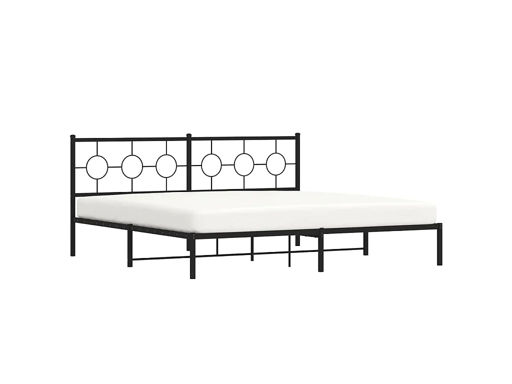 Cadre de lit métal sans matelas avec tête de lit noir 193x203cm