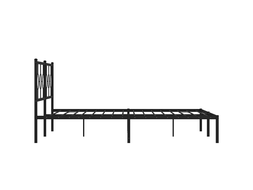 Cadre de lit métal sans matelas avec tête de lit noir 193x203cm