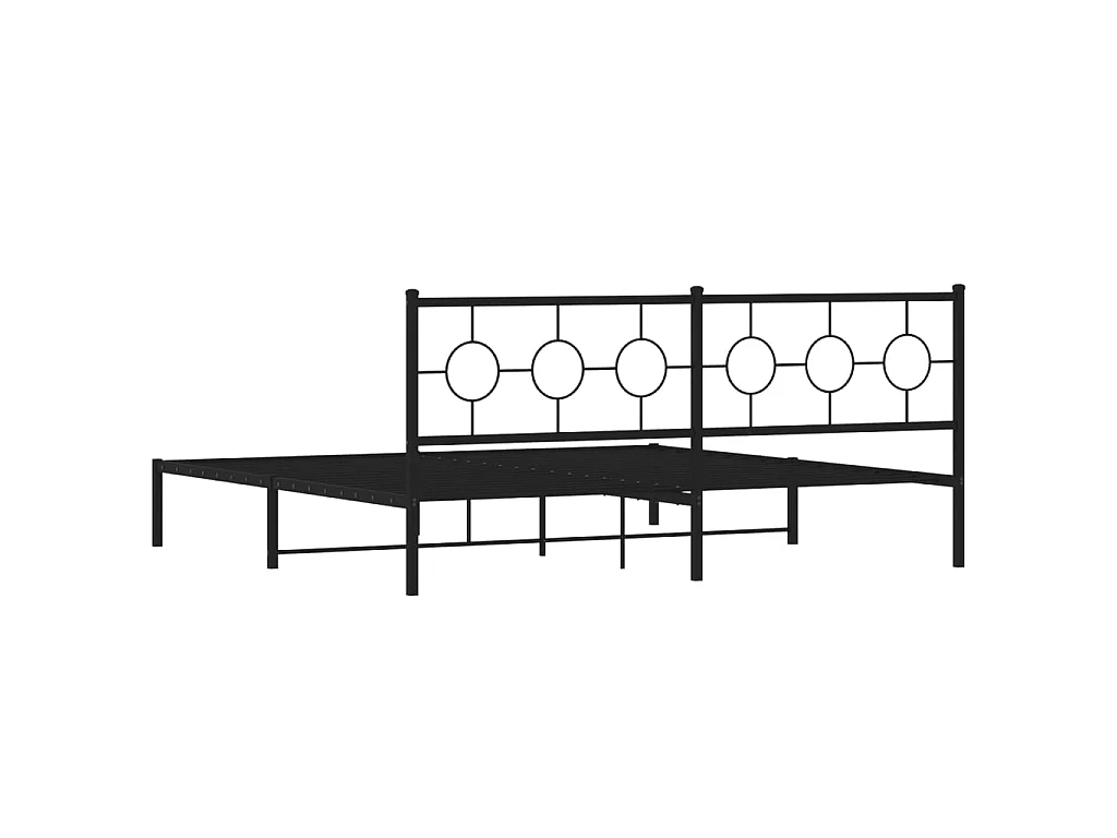 Cadre de lit métal sans matelas avec tête de lit noir 193x203cm