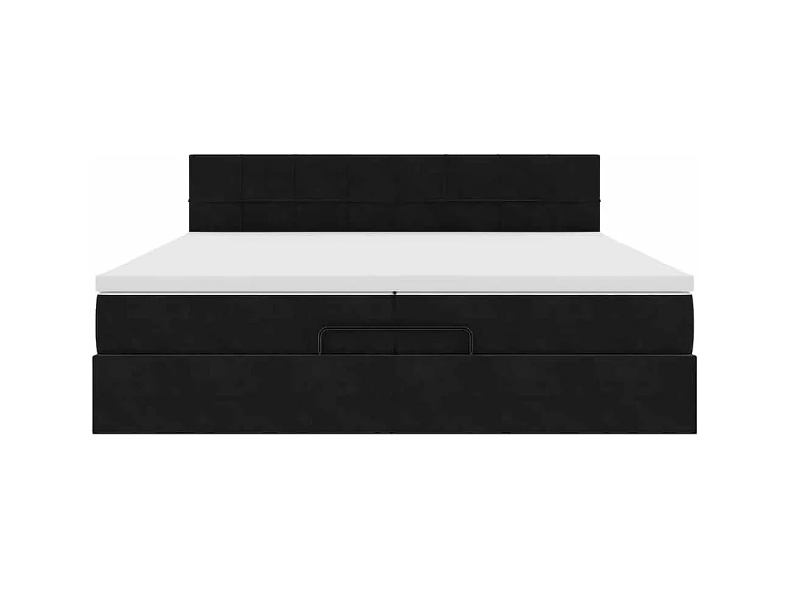 Ottoman-Bett mit Matratzen & LEDs Schwarz 200x200 cm Samt