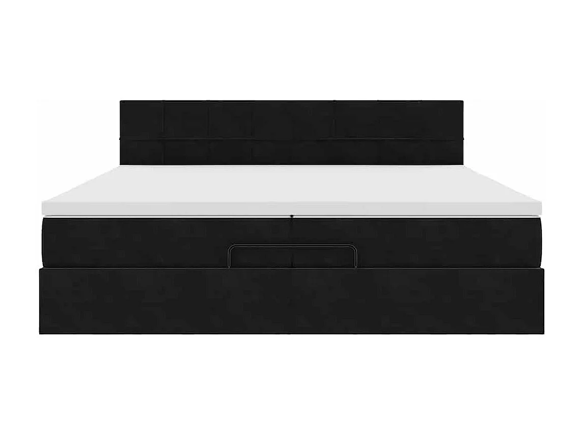 Ottoman-Bett mit Matratzen & LEDs Schwarz 200x200 cm Samt
