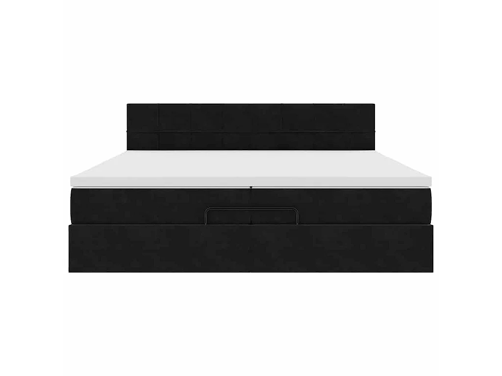 Estructura de cama otomana colchones terciopelo negro 200x200cm