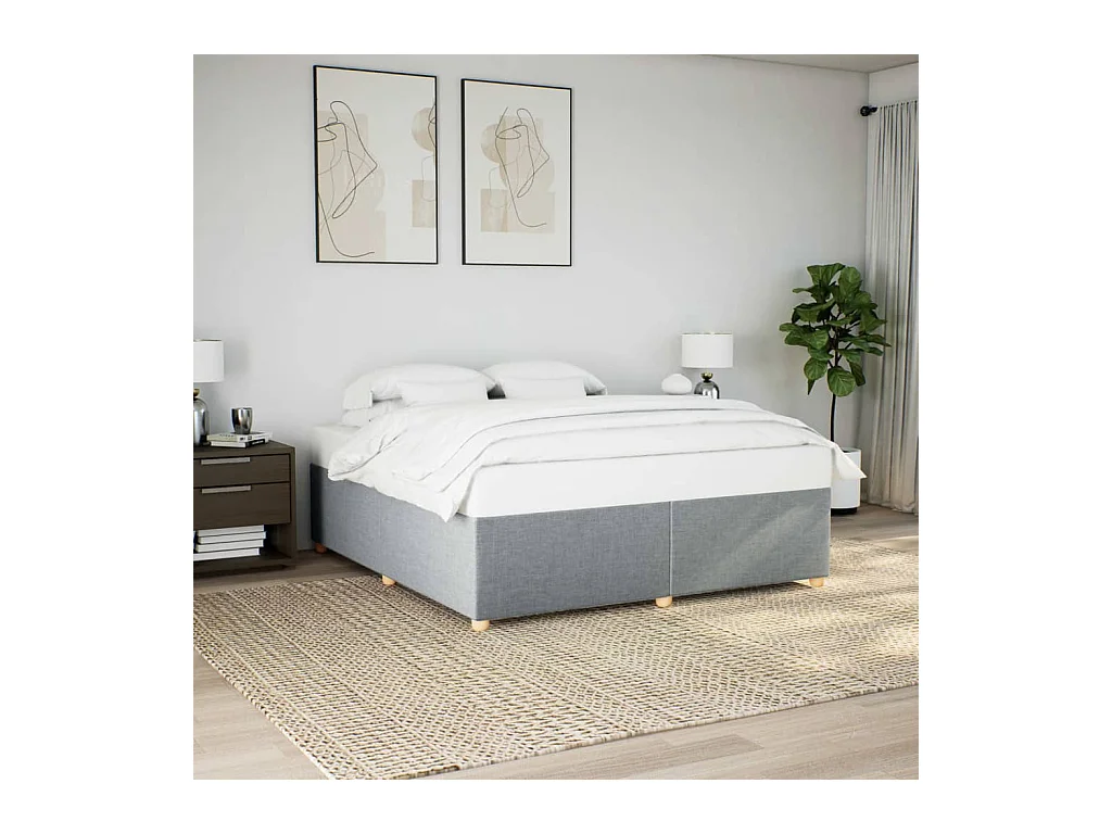 Cadre de lit sans matelas gris clair 200x200 cm tissu