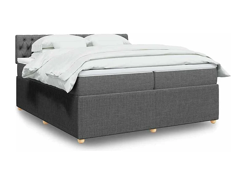 Boxspringbett mit Matratze Dunkelgrau 200x200 cm Stoff
