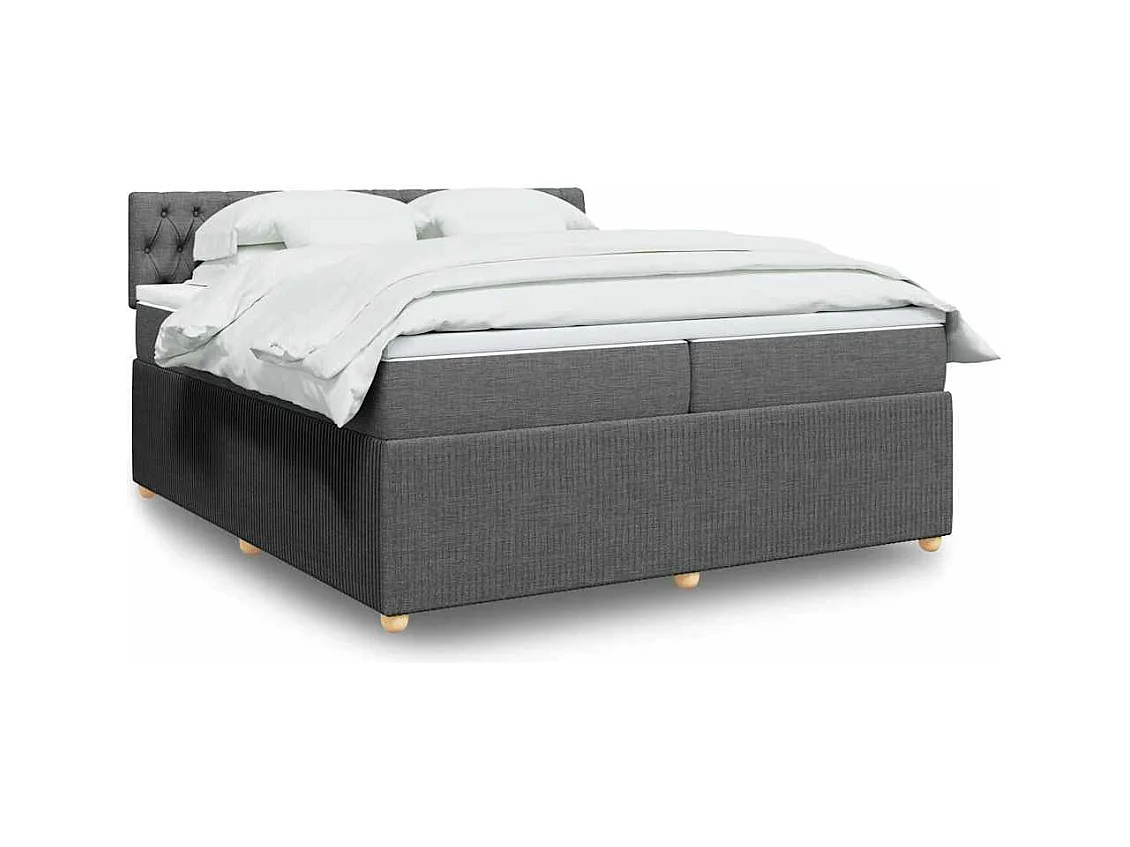 Giroletto a Molle con Materasso Grigio Scuro 200x200 cm Tessuto