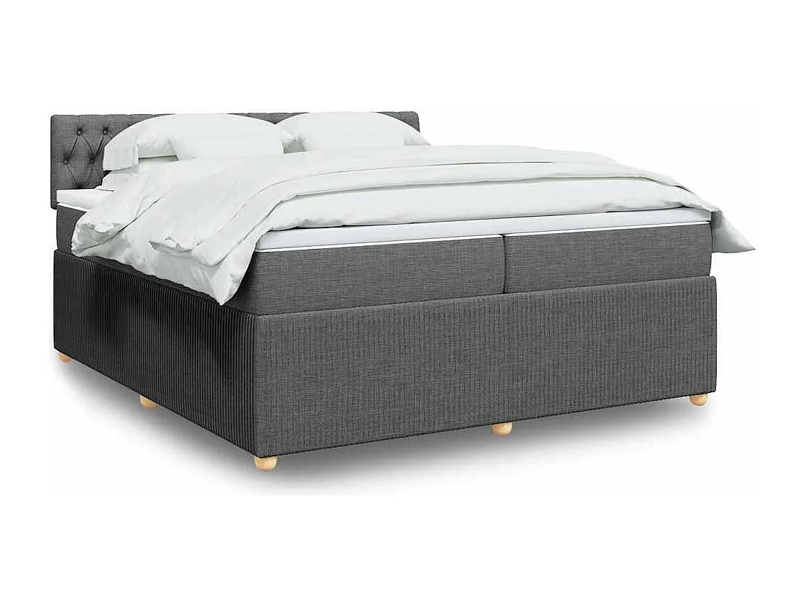 Sommier à lattes de lit avec matelas Gris foncé 200x200cm Tissu
