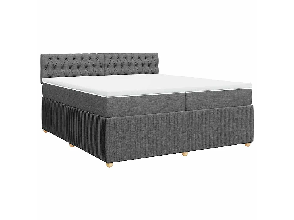 Cama com molas/colchão 200x200 cm tecido cinzento-escuro