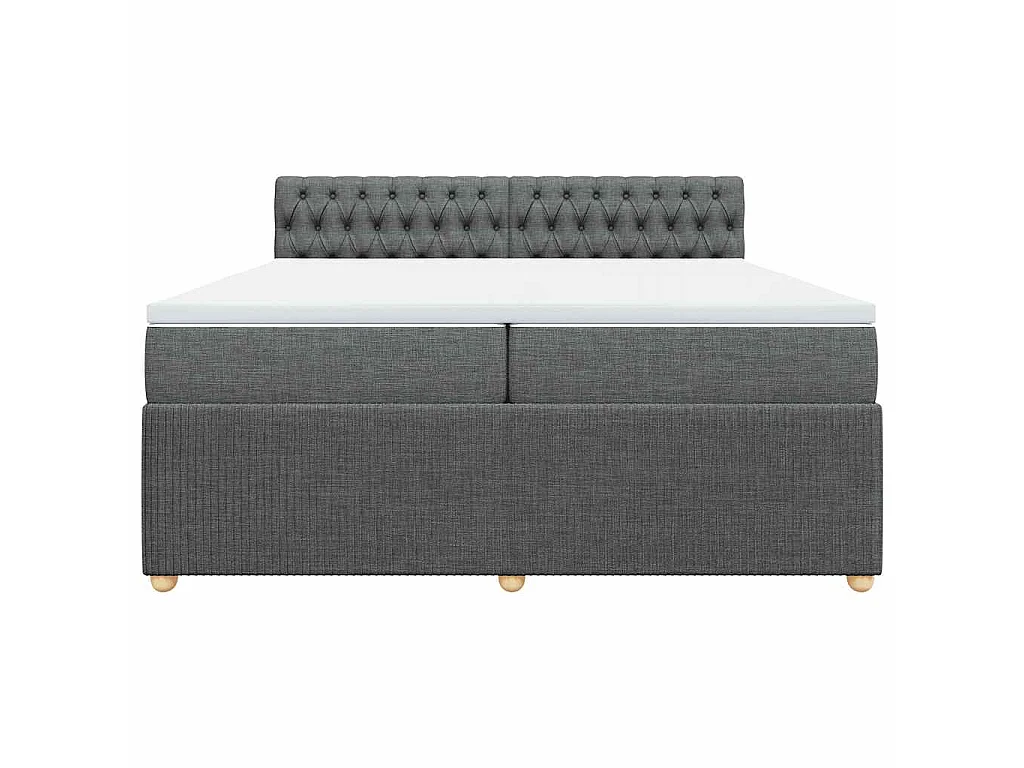 Cama com molas/colchão 200x200 cm tecido cinzento-escuro