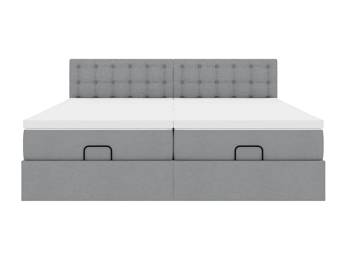 Ottoman bed met matrassen 200x200cm stof lichtgrijs