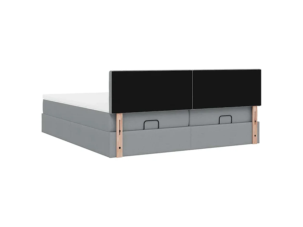 Ottoman-Bett mit Matratzen Hellgrau 200x200 cm Stoff