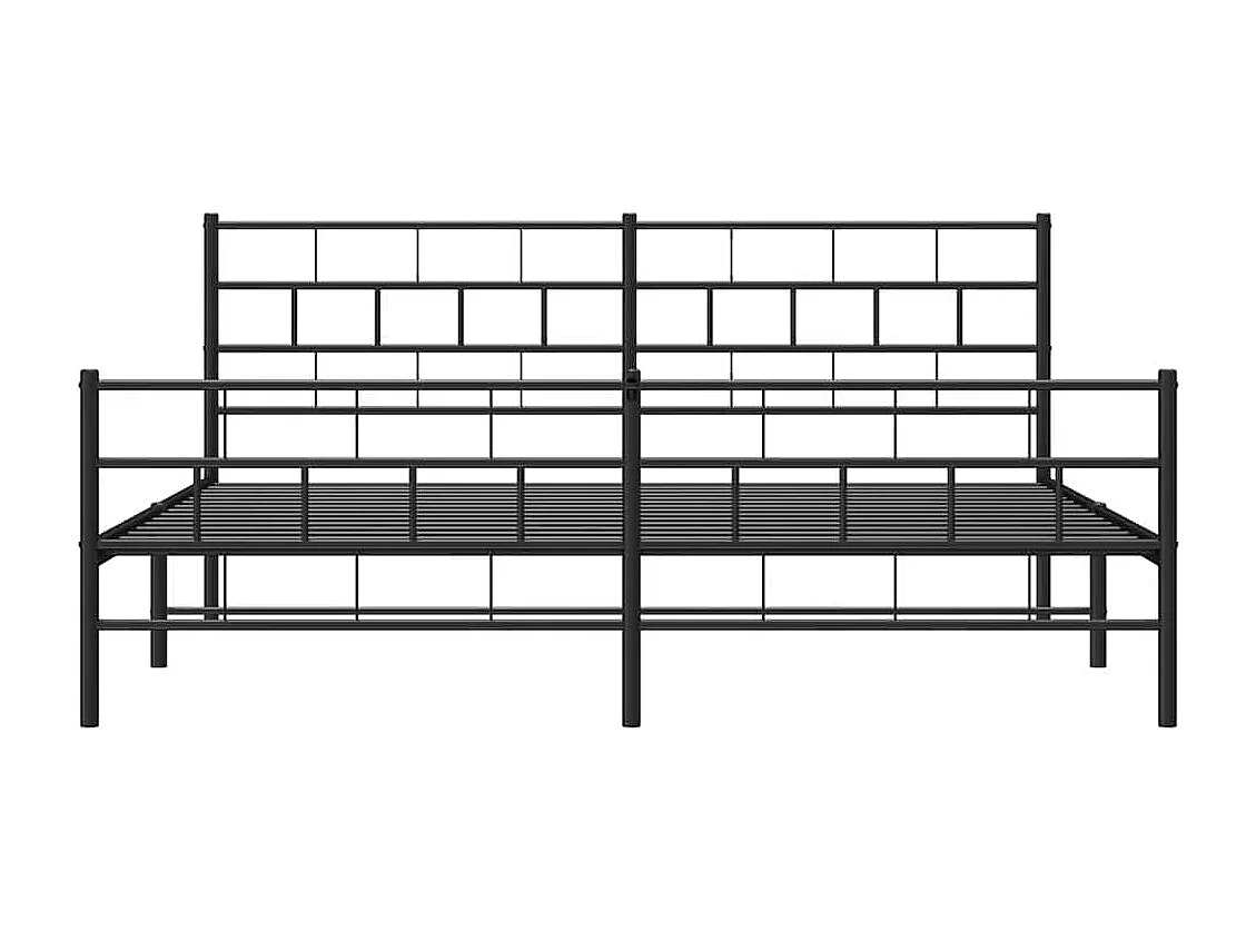 Cadre de lit métal sans matelas avec pied de lit noir 193x203cm