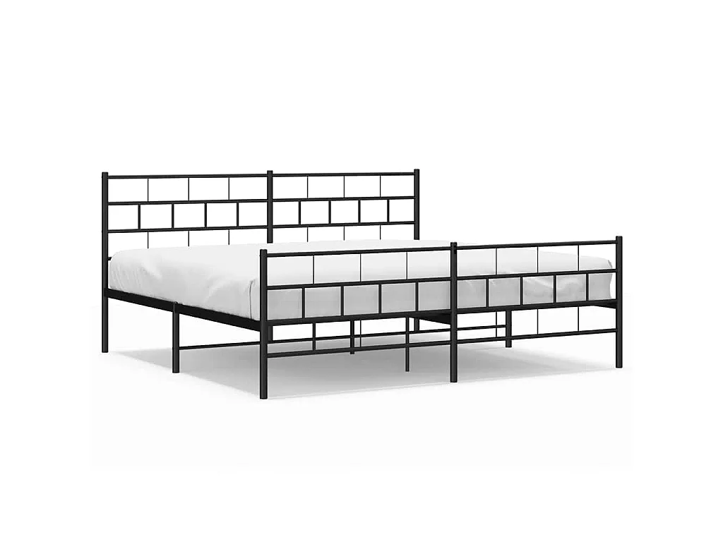 Bedframe met hoofd- en voeteneinde metaal zwart 193x203 cm