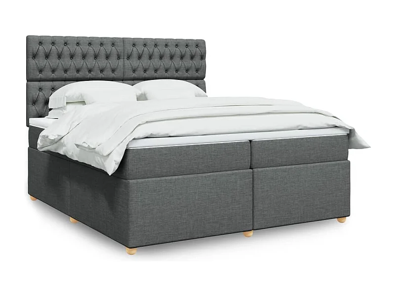Boxspringbett mit Matratze Dunkelgrau 200x200 cm Stoff