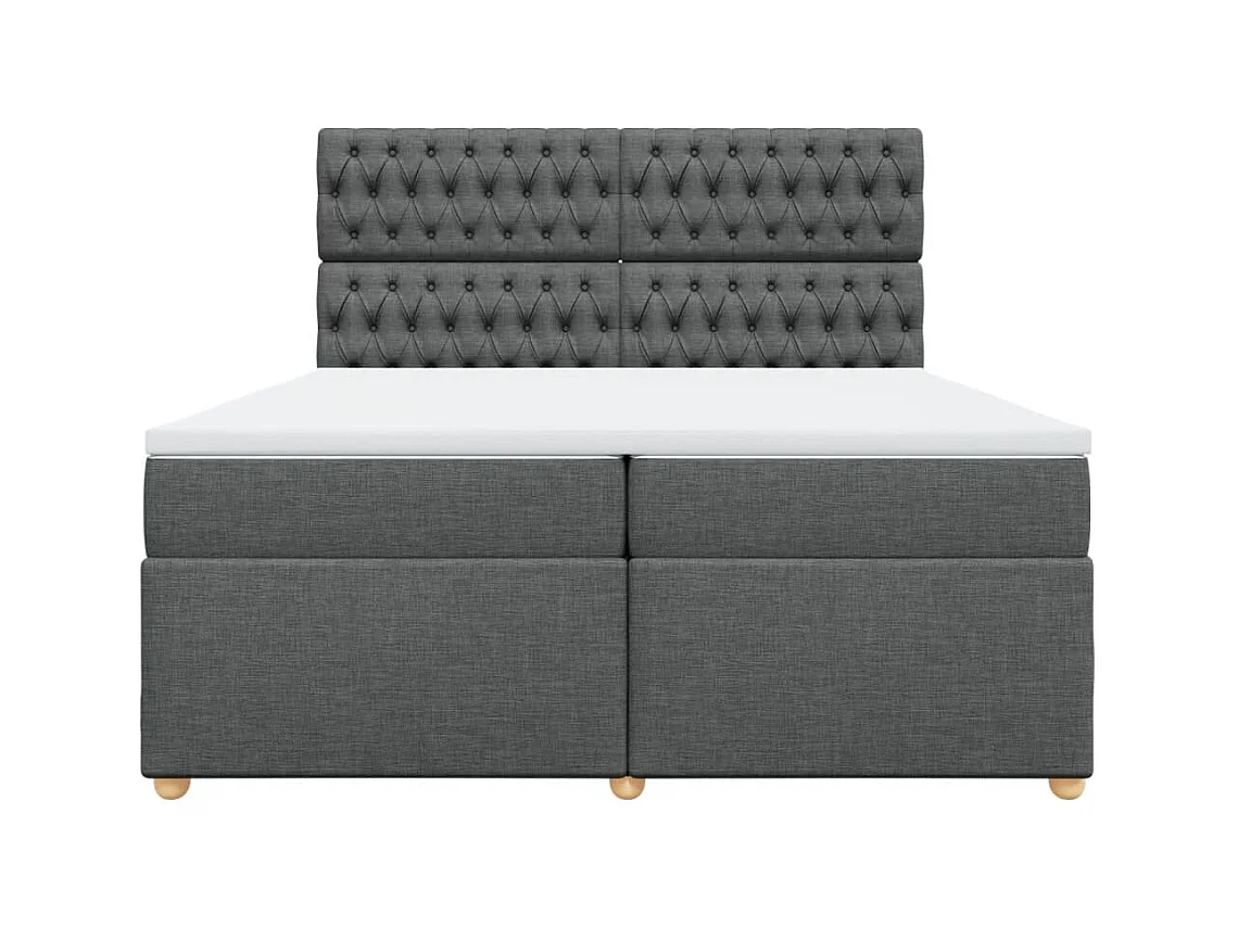 Giroletto a Molle con Materasso Grigio Scuro 200x200 cm Tessuto