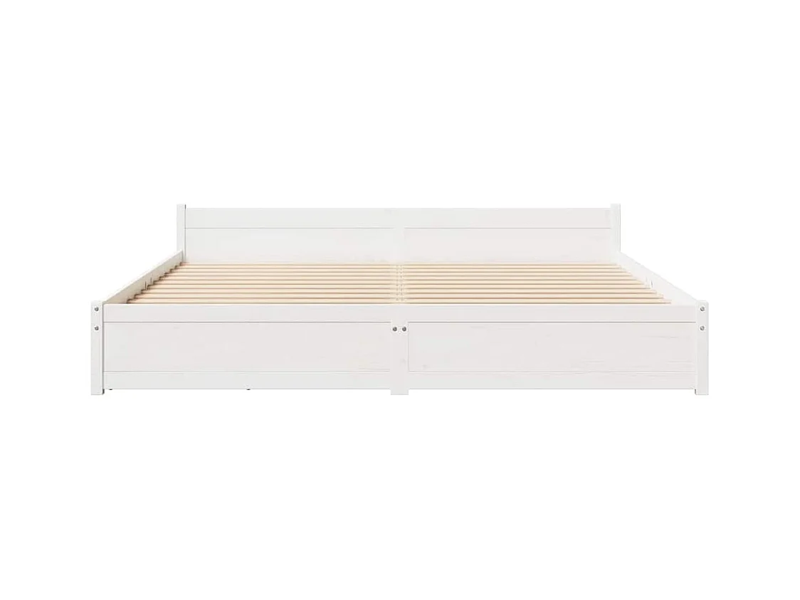 Cadre de lit sans matelas blanc 200x200 cm bois massif de pin