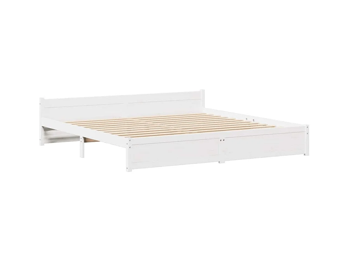 Cadre de lit sans matelas blanc 200x200 cm bois massif de pin