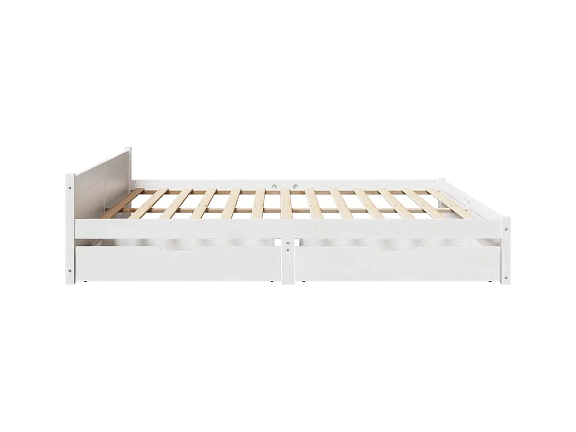 Cadre de lit sans matelas blanc 200x200 cm bois massif de pin