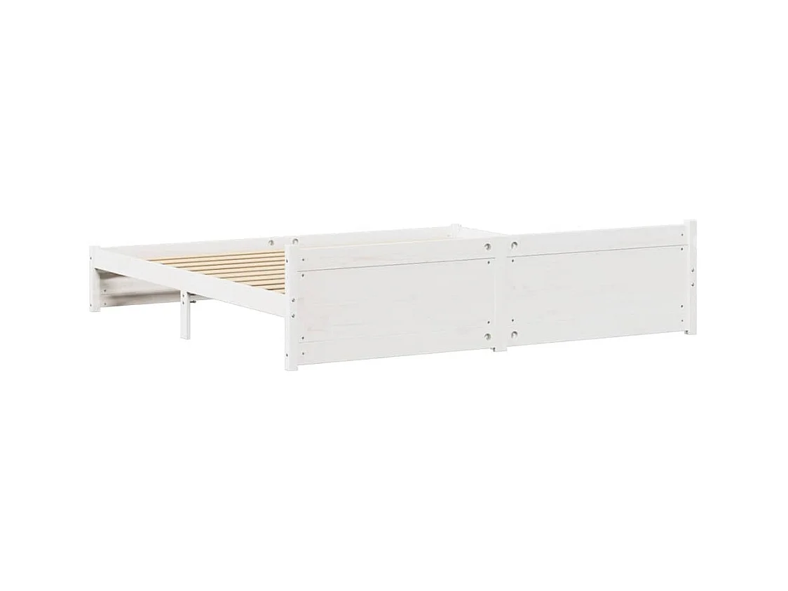 Cadre de lit sans matelas blanc 200x200 cm bois massif de pin