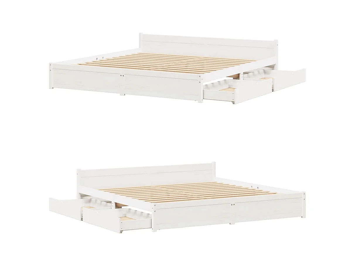 Cadre de lit sans matelas blanc 200x200 cm bois massif de pin