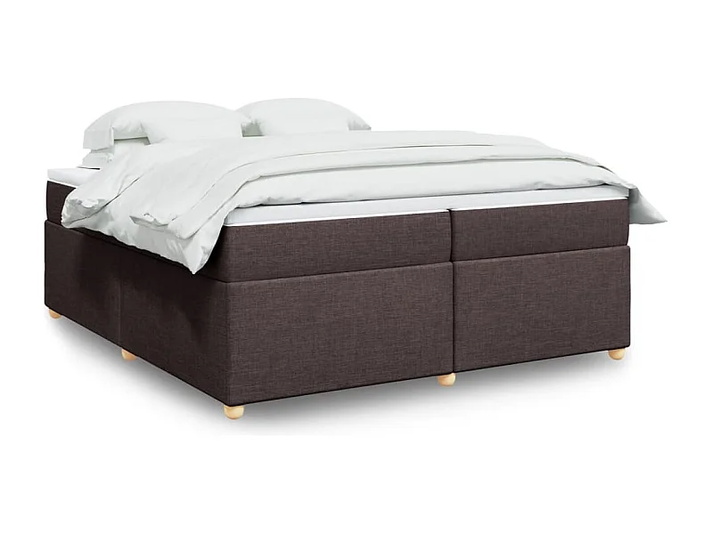 Cama box spring con colchón tela marrón oscuro 200x200 cm