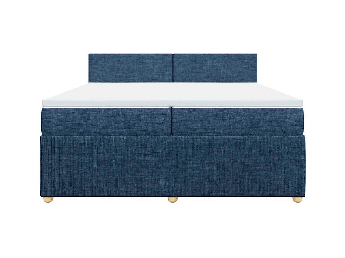 Sommier à lattes de lit avec matelas Bleu 200x200 cm Tissu