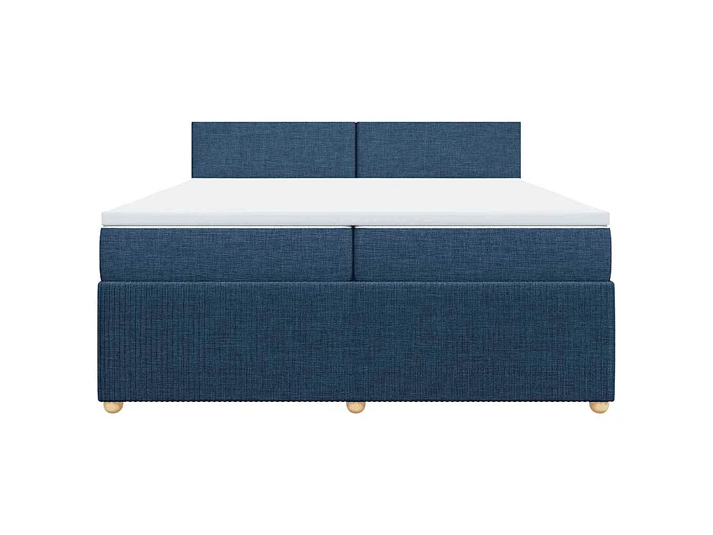 Cama box spring con colchón tela azul 200x200 cm