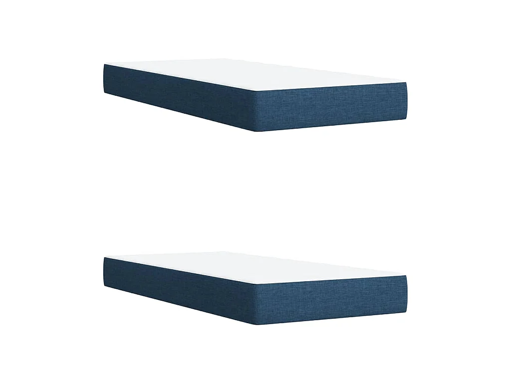 Cama box spring con colchón tela azul 200x200 cm