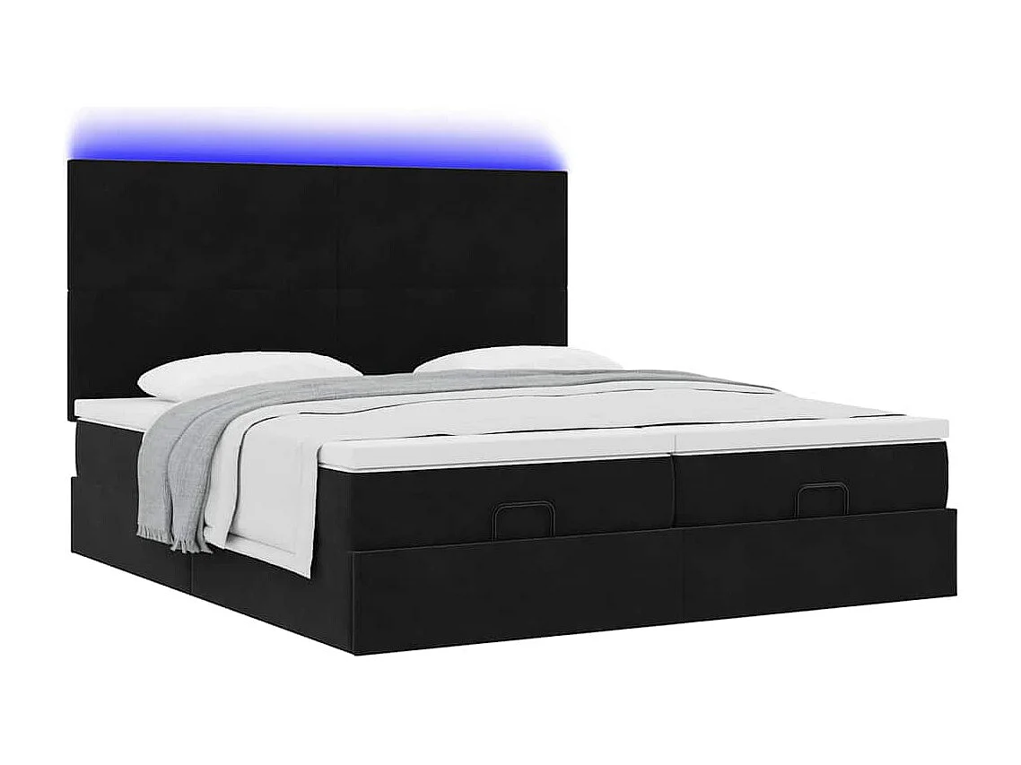 Ottoman bed met matrassen en LED's 200x200cm fluweel zwart