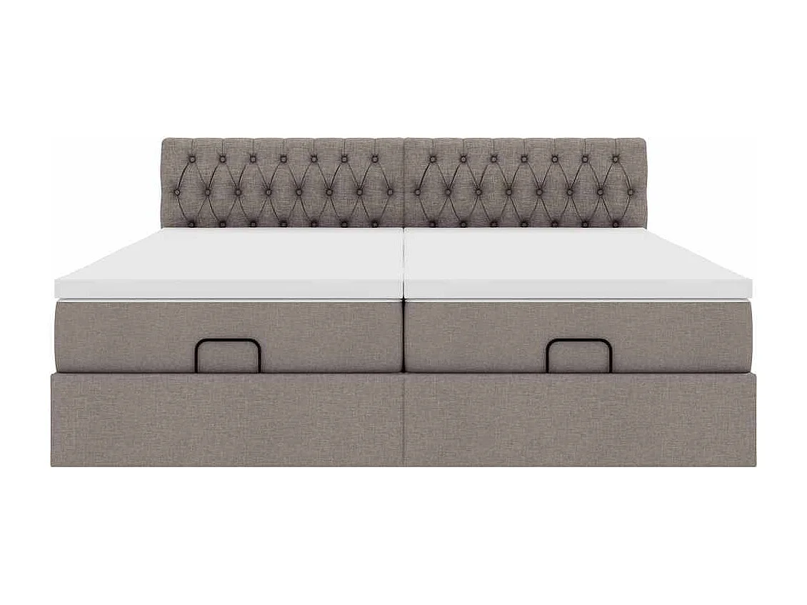 Cadre de lit ottoman avec matelas taupe 200x200cm tissu