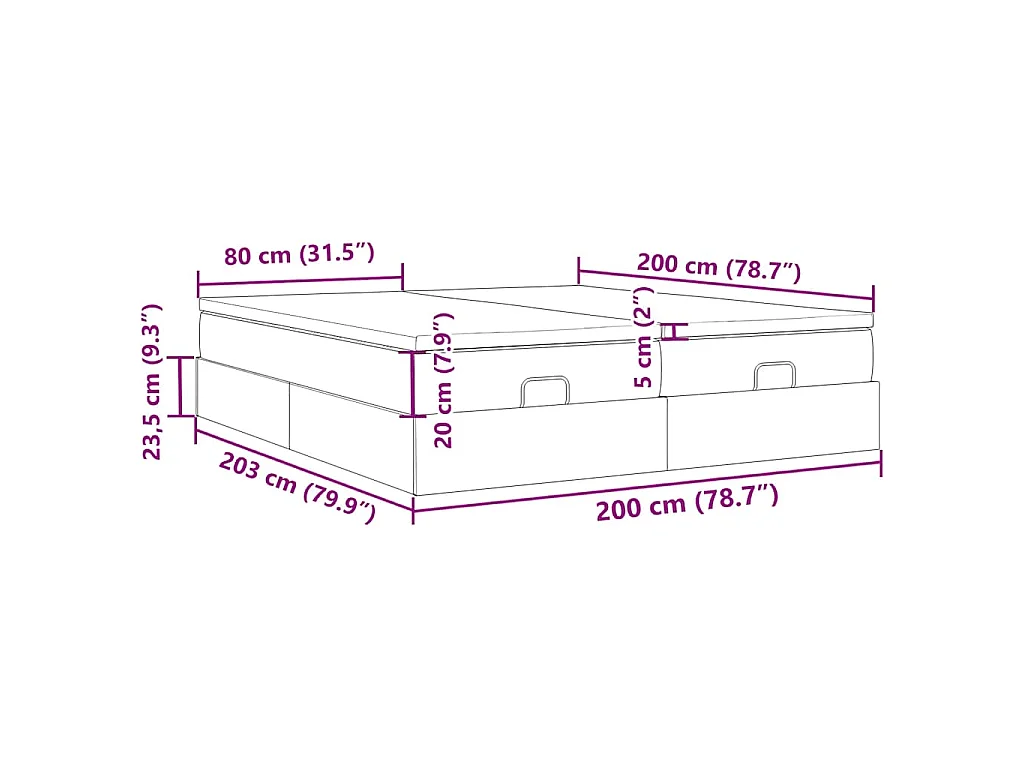 Struttura Letto Pouf con Materassi 200x200 cm in Tessuto