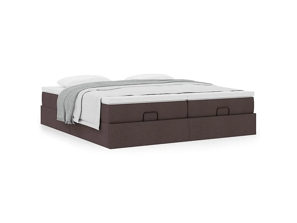 Ottoman-Bett mit Matratzen Dunkelbraun 200x200 cm Stoff