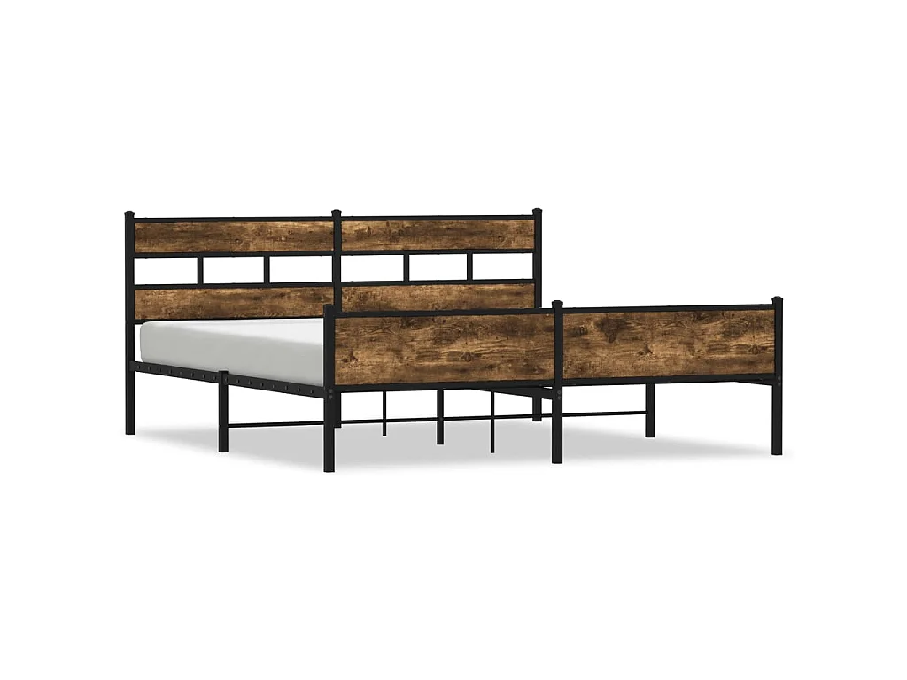 Estructura de cama sin colchón metal roble ahumado 200x200 cm