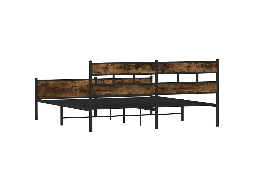 Estructura de cama sin colchón metal roble ahumado 200x200 cm