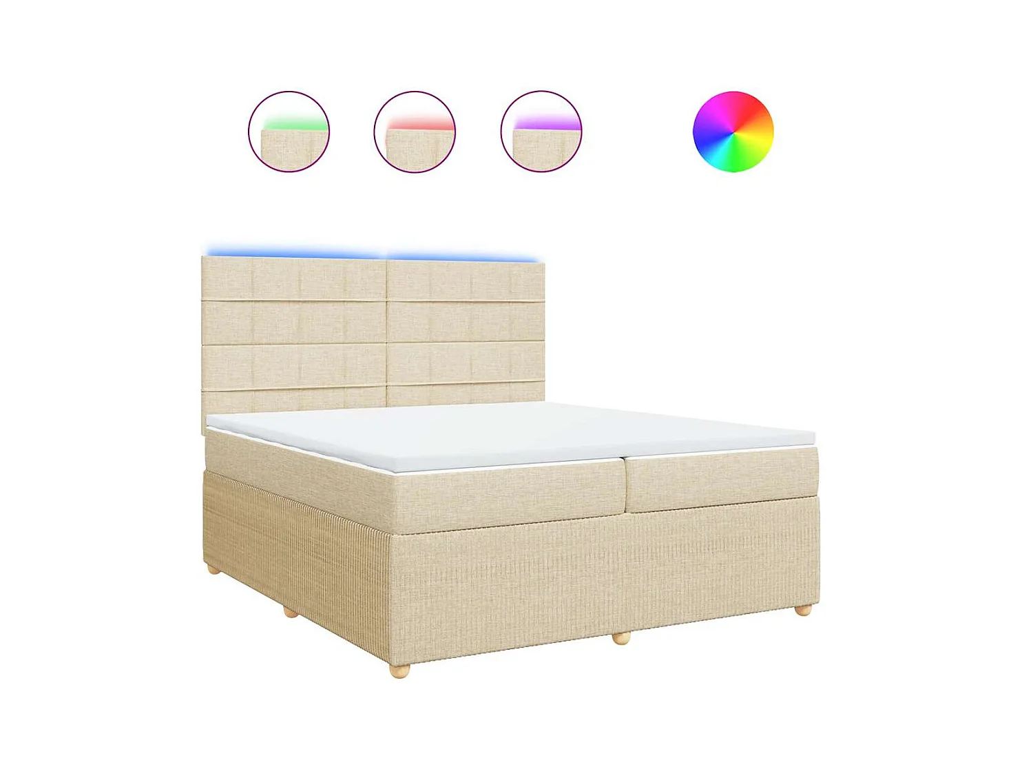 Sommier à lattes de lit avec matelas Crème 200x200 cm Tissu